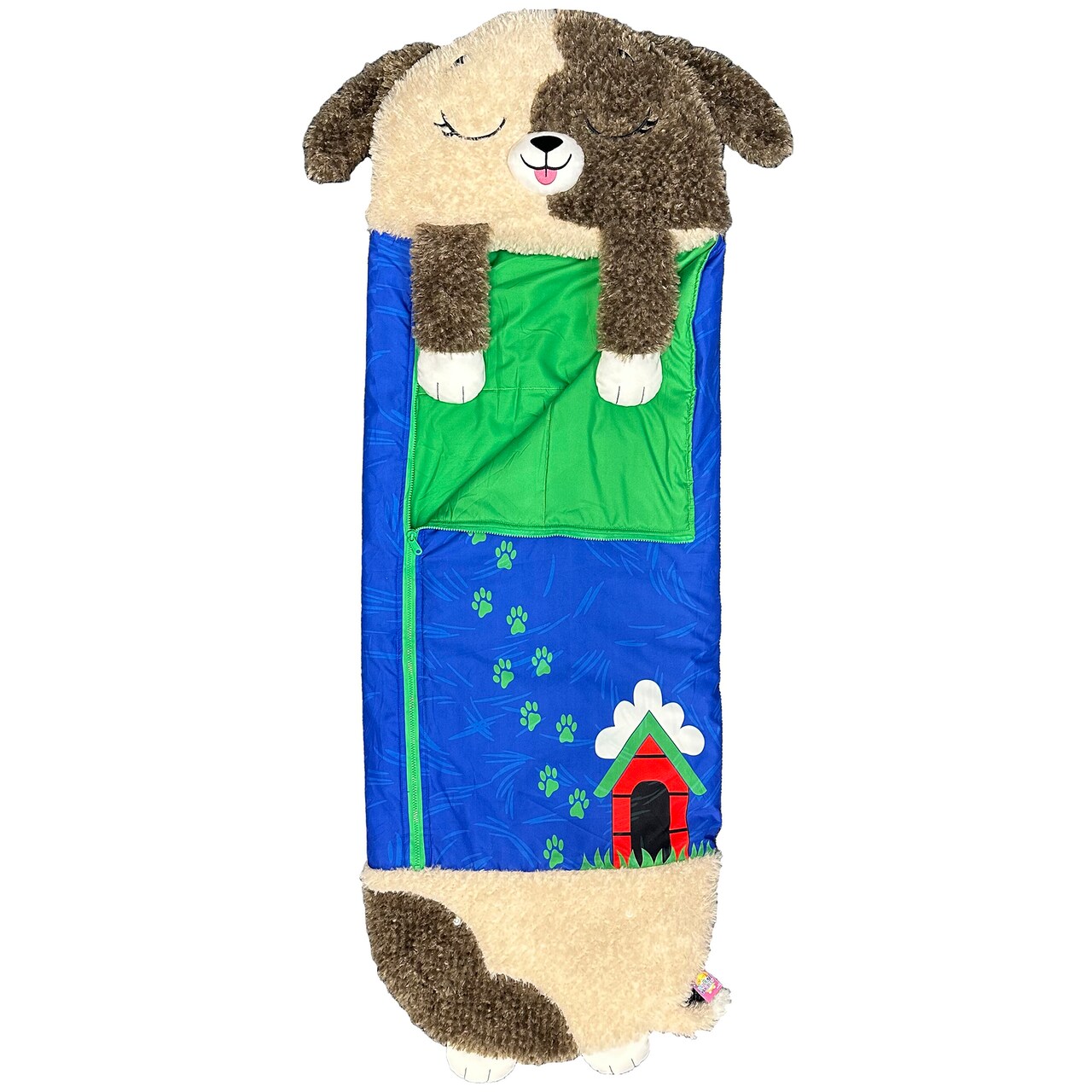 Happy Nappers: S4 Pillow & Sleepy Sack: Large - Brown Dog - 66 x 30", 2-in-1: Plush Animal Opens to Sleeping Bag, Soft Play & Nap Character, Kids 3+